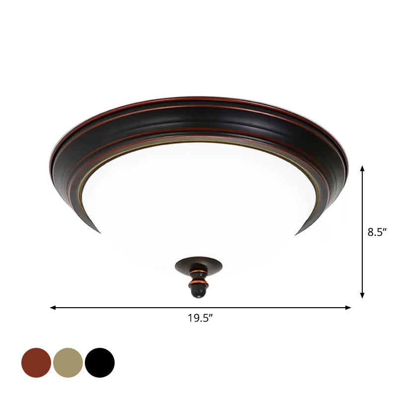 Bowl Shaped Led Ceiling Light In Minimalist Black/Bronze/Dark Coffee Milk Glass Flush Mount Fixture