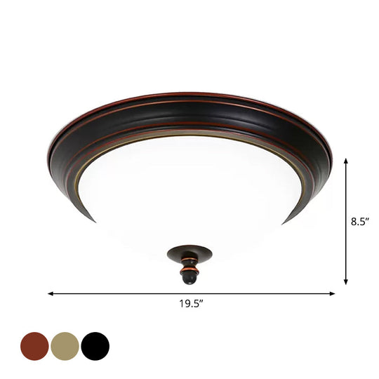 Bowl Shaped Led Ceiling Light In Minimalist Black/Bronze/Dark Coffee Milk Glass Flush Mount Fixture