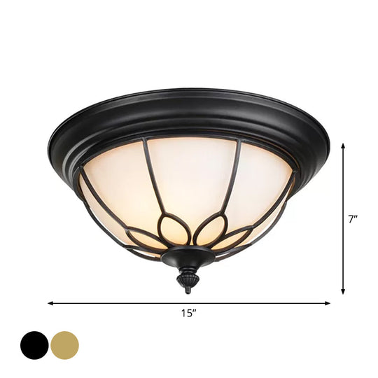 Retro Hemispherical Flush Light With Opal Frosted Glass - Led Mount Ceiling Lamp 6/7/8.5 Sizes