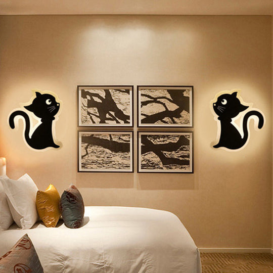 Kids Cartoon Apple/Leaf/Cat Led Flush Mount Wall Sconce - Small Acrylic Light For Childrens Bedroom