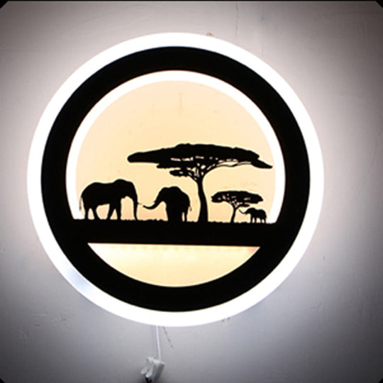 Modern Nordic Led Wall Light Sconce - Round/Elephant/Giraffe Design Ultrathin And Mounted Acrylic