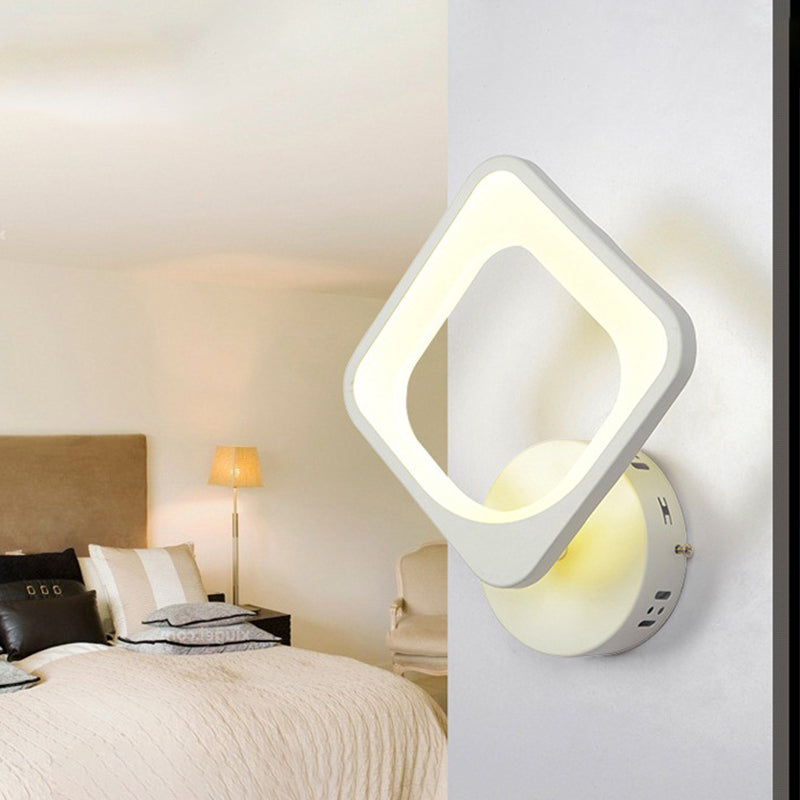 Led Cloud Wall Sconce In White For Simple Living Room Lighting / Square Plate