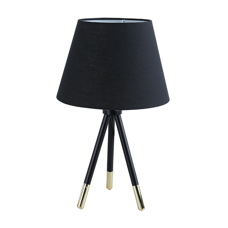 Nordic Style Tripod Night Lamp With Empire Shade Single Fabric Table Stand Light Black/White