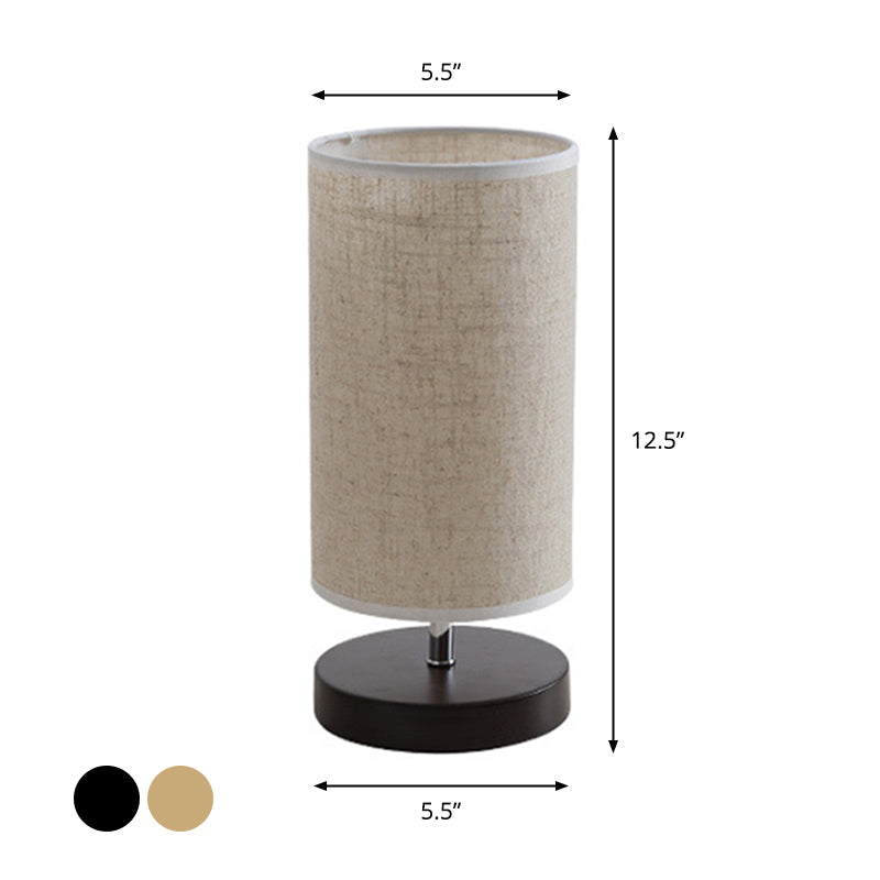 Nordic Fabric Nightstand Light: Round/Square Flaxen Table Lamp With Base For Bedroom