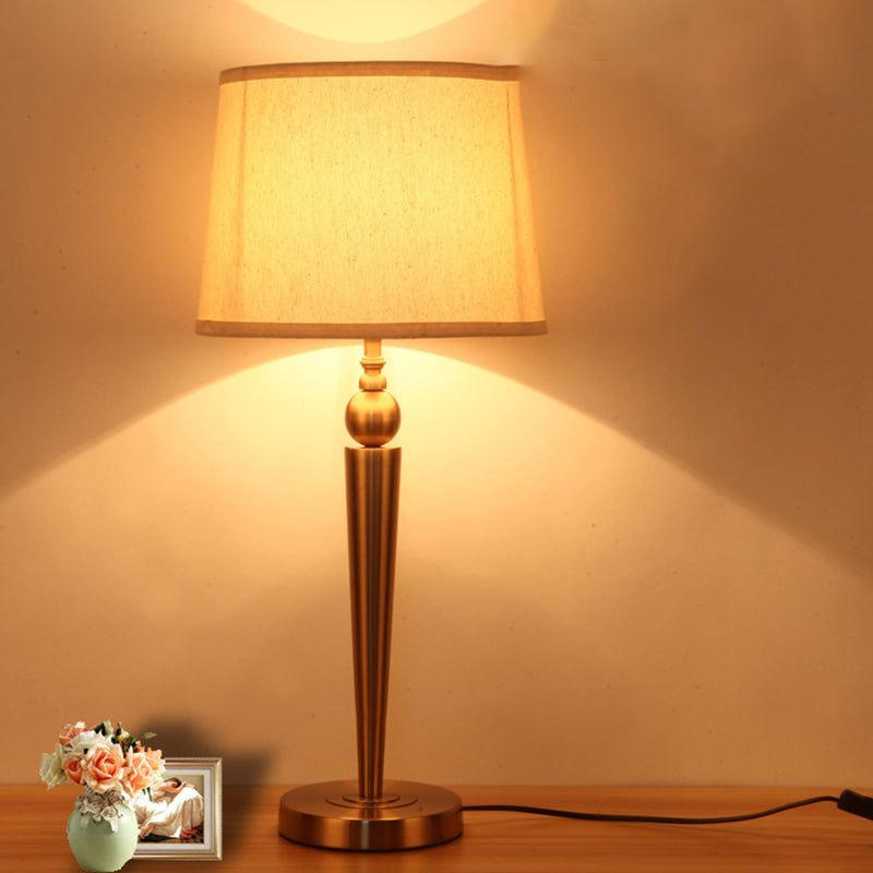 Modern Tapered Table Lamp - White Fabric Shade Ideal For Hotels
