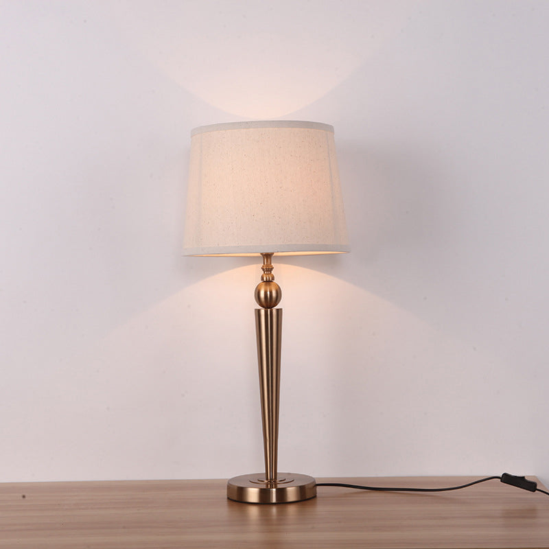 Modern Tapered Table Lamp - White Fabric Shade Ideal For Hotels
