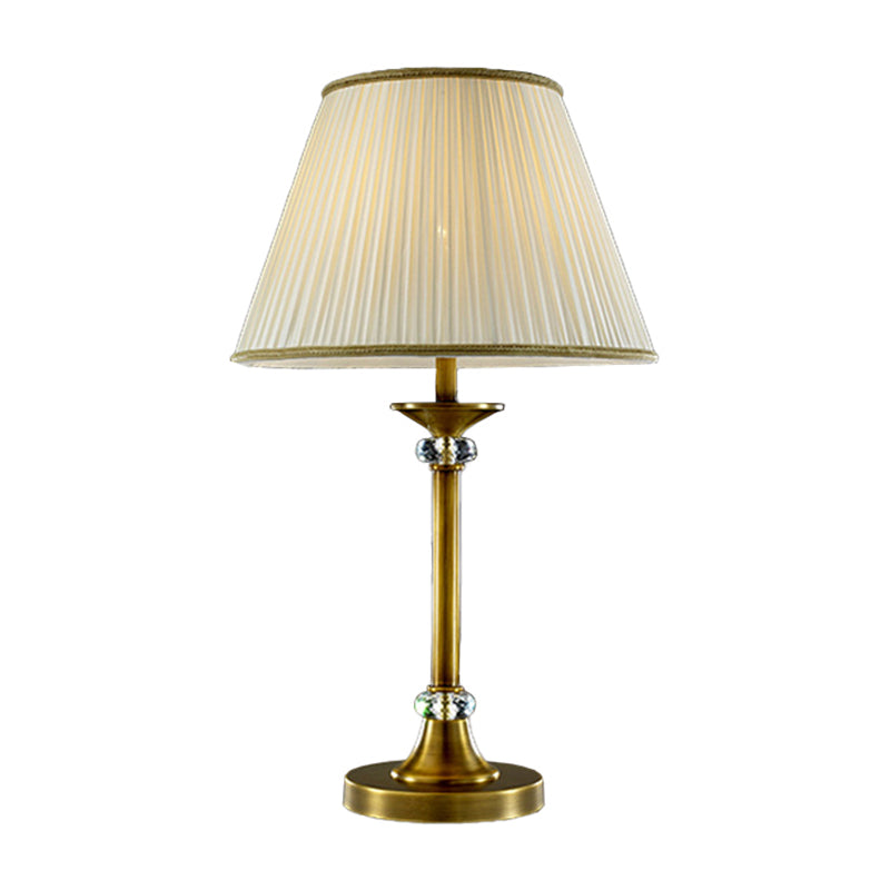 Postmodern White Cone Table Lamp With Pleated Fabric Shade