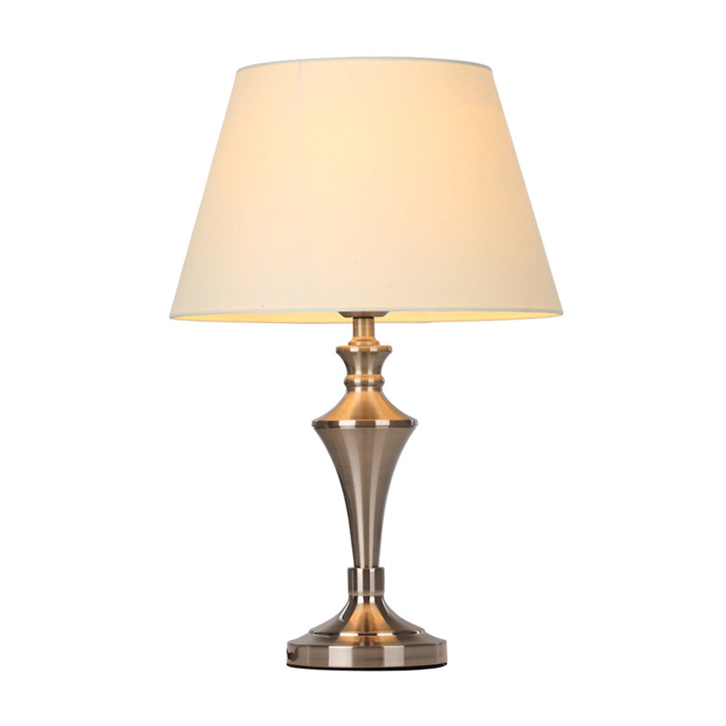 Modern White Fabric Table Lamp With Conical Shade - Perfect For Living Room Nightstands