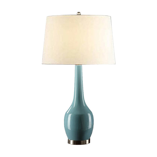 Modern Tapered Drum Table Light - Vibrant 1-Light Nightstand Lamp With Long Neck Vase Base In