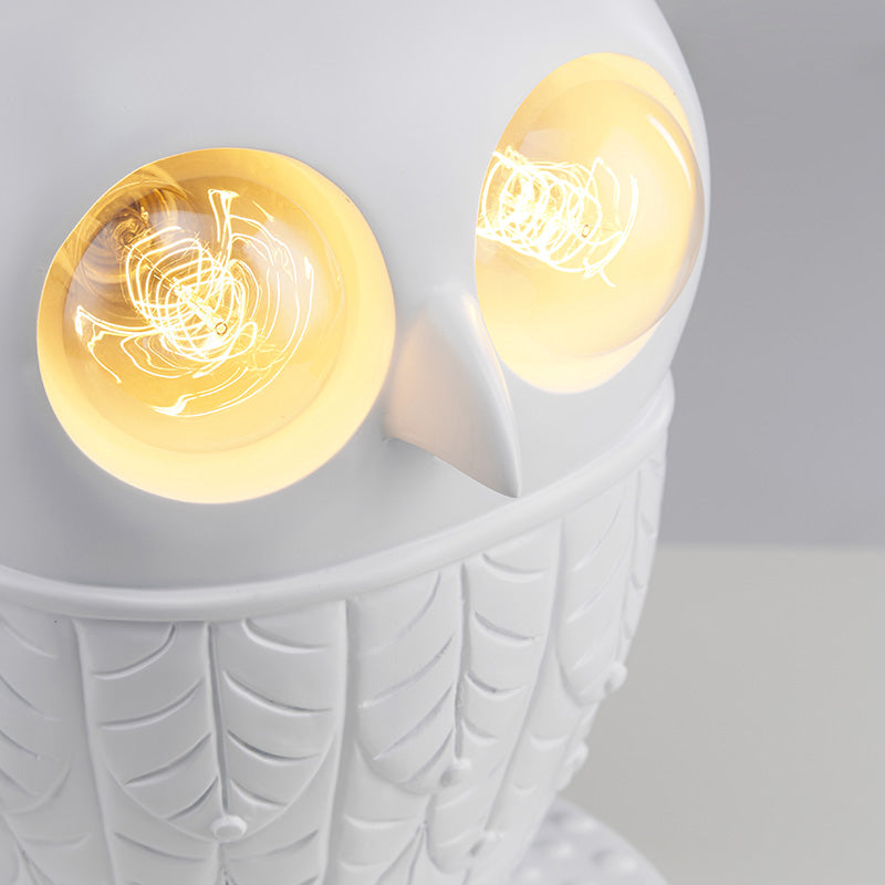 White Resin Owl Table Lamp - Creative Office Lighting With Plug-In Cord
