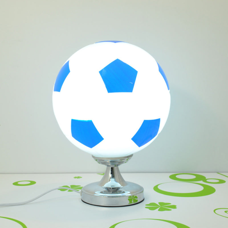 Opal Glass Football Table Light - Stylish 1-Head Sport Reading For Study Room Blue