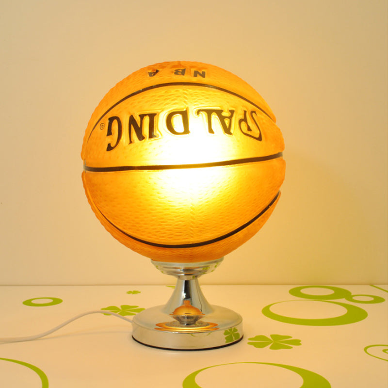 Kids Basketball Desk Light: Sporty Style Table Lamp For Bedroom With Plug-In Cord Brown
