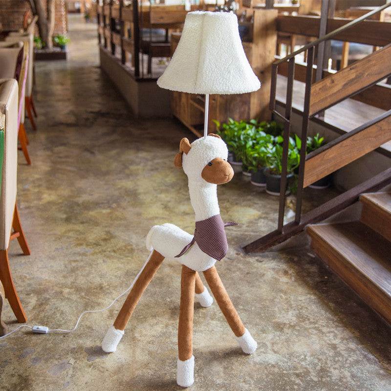 White Doggy Fabric Floor Lamp Single Light Animal Design For Book Shop & Restaurant Lighting