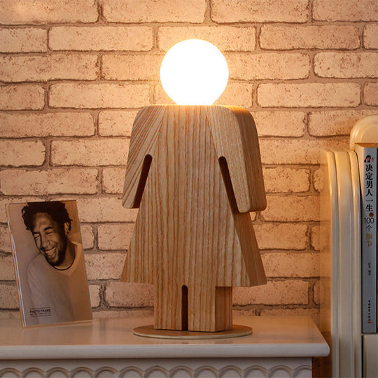 Modern Plug-In Desk Lamp: People Study Room Light Wood - Beige / Girl