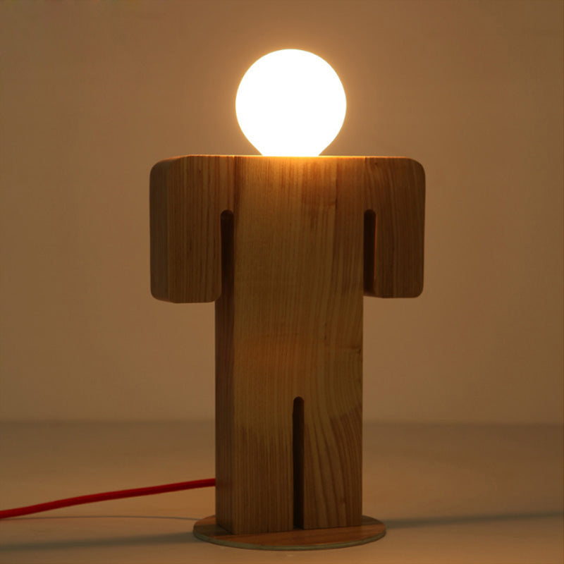 Modern Plug-In Desk Lamp: People Study Room Light Wood - Beige / Boy