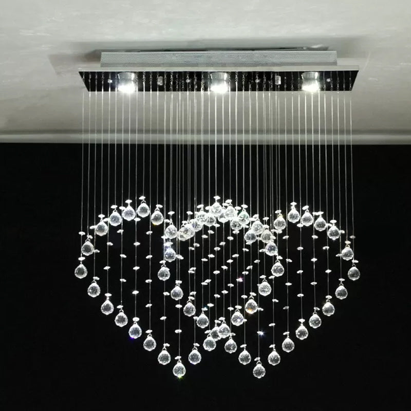 Heart Shaped Crystal Flush Mount Ceiling Light In Modern Stainless Steel - 3/5/6 Heads 3 /