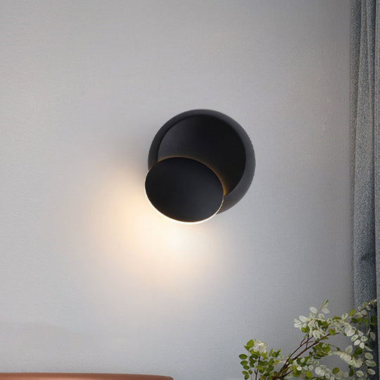 Nordic Metal Moon Wall Light - Moveable Flush Mount Sconce In Black/White/Pink With Led White/Yellow