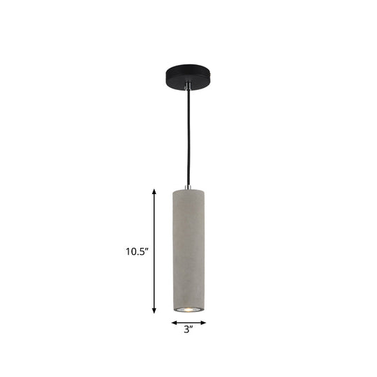 LED Nordic Ceiling Lamp - White/Yellow Light - Cement Tubular Bedside Down Lighting Pendant - 10.5"/19.5" Tall