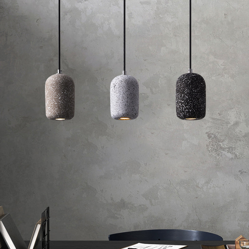 Terrazzo Pendant Lamp - Capsule Shape Led Ceiling Light In Black/Grey/White Warm/White Ambiance Grey