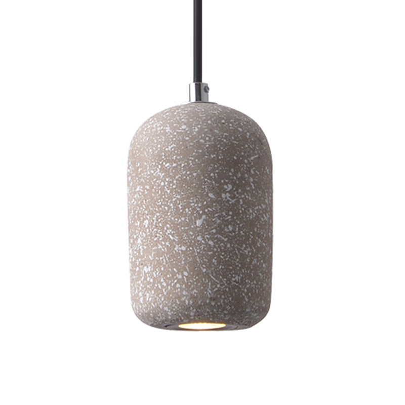 Terrazzo Pendant Lamp - Capsule Shape Led Ceiling Light In Black/Grey/White Warm/White Ambiance