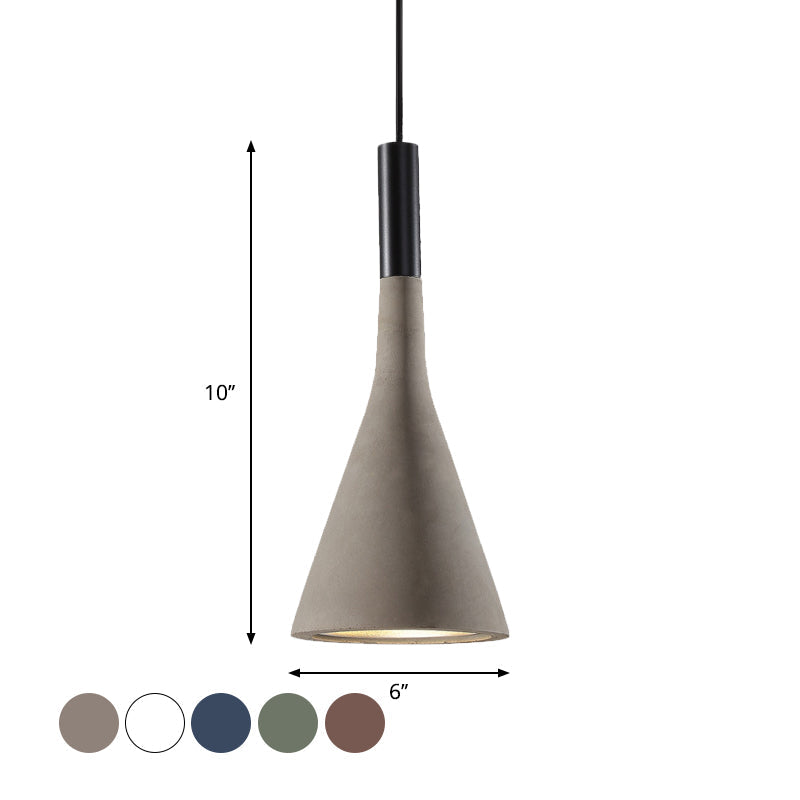 Nordic Cement Funnel Pendant Light - 1 Head Dining Table Suspended Lighting Fixture In