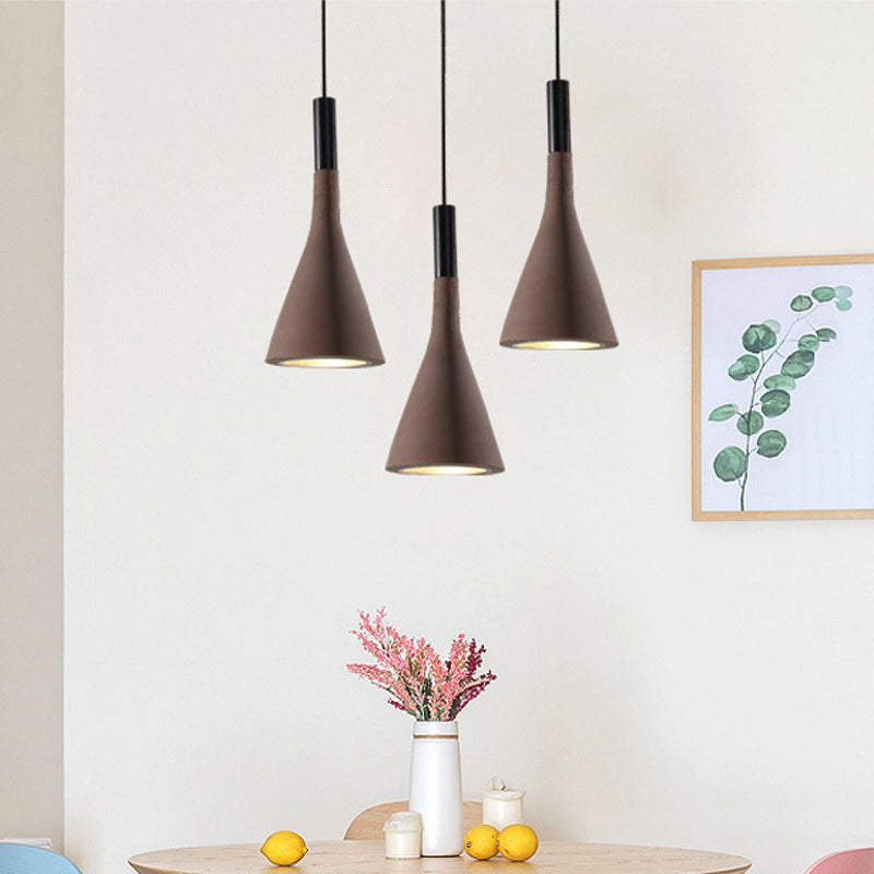 Nordic Cement Funnel Pendant Light - 1 Head Dining Table Suspended Lighting Fixture In