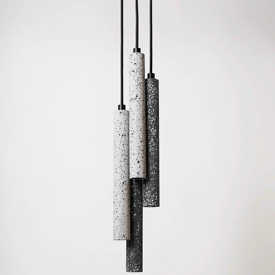 Nordic Cylindrical Pendulum Light  Hanging Pendant in White/Black