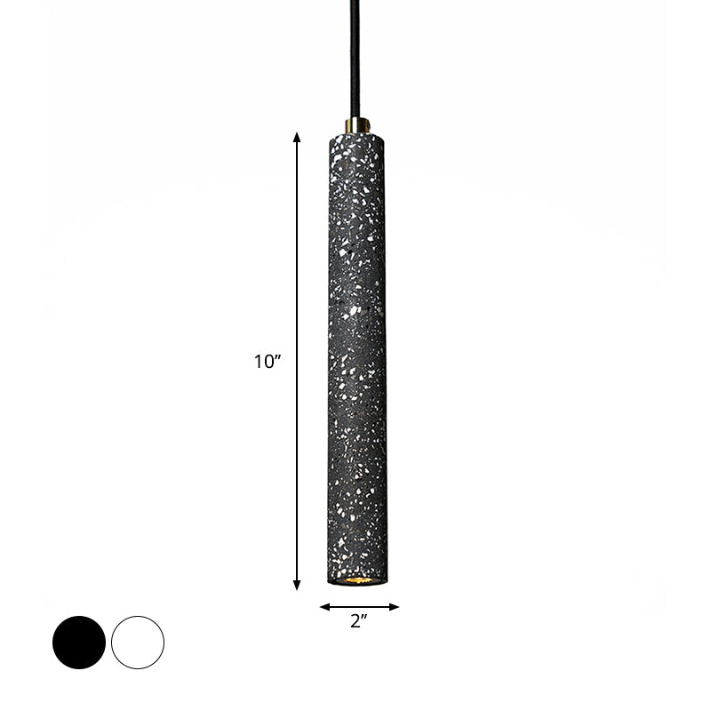 Terrazzo Flute Pendulum Light - Nordic Led Bistro Pendant (10/19.5 Tall) White/Black