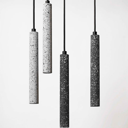 Nordic Cylindrical Pendulum Light Hanging Pendant In White/Black Lighting