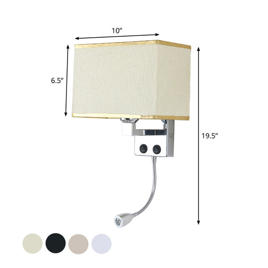 Modern Fabric Rectangle Spotlight Wall Lamp - Nordic Style 1-Light Black/Flaxen/Beige Mounted