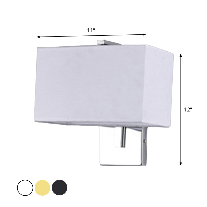 Modern Rectangle Wall Mounted Lamp | Fabric Shade 1 Bulb Living Room Sconce Light