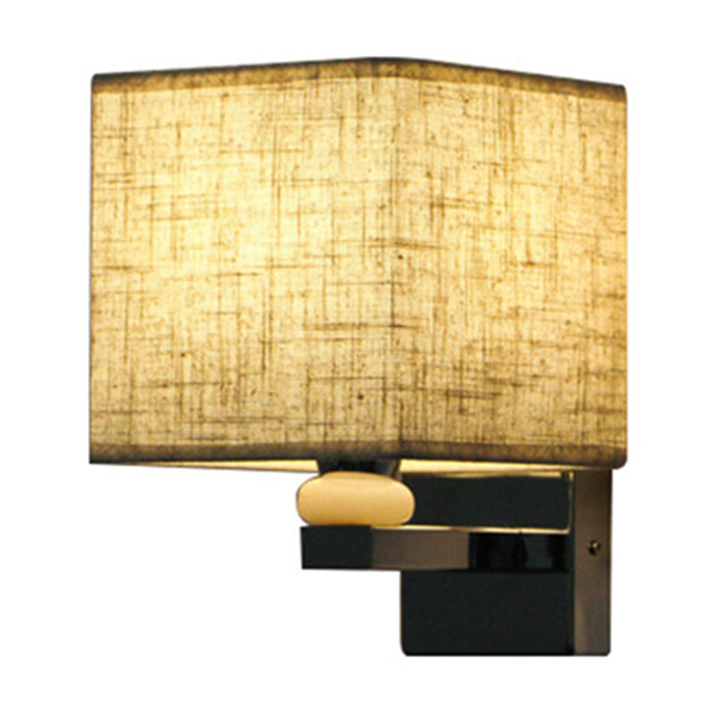 Cubic Nordic Wall Sconce: Beige/White/Flaxen Fabric 1-Light Fixture For Dining Room