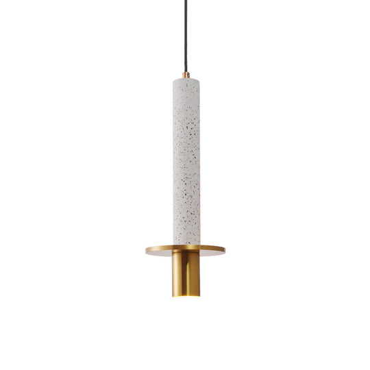 Marbled Sword Pendant Ceiling Light With Led And Brass Finish For Dining Room Beige
