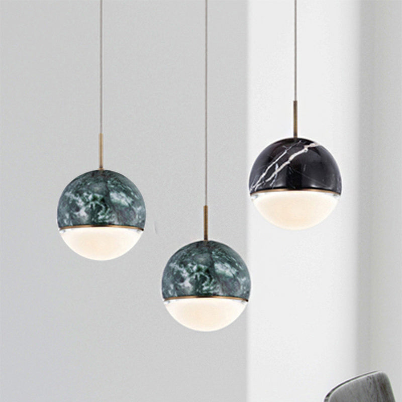 Nordic Marble Hanging Light - Spherical Dining Room Pendant With 1 Bulb And 4/6 Width Available In