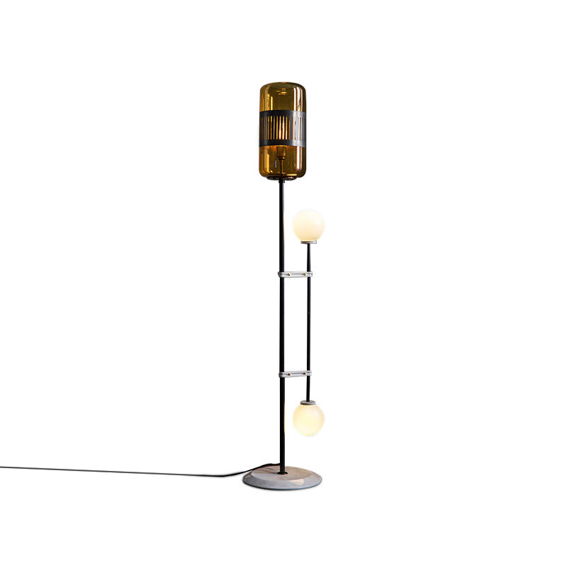 Modern Black Metal Floor Lamp With Unique Linear Capsule Arch Design For Living Room / G