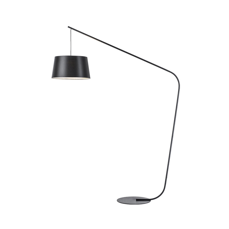 Modern Black Metal Floor Lamp With Unique Linear Capsule Arch Design For Living Room