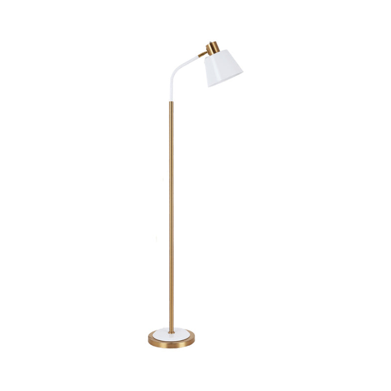 Conic Rotatable Reading Floor Light - Nordic Metal Lamp In Black/White Brass Finish