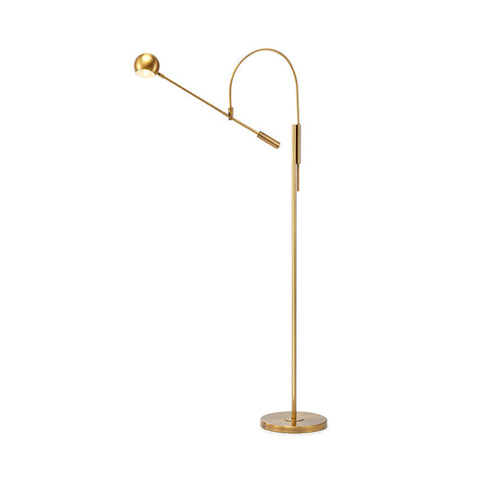 Swivelable Floor Lamp With Dome Shade - Arch/Right Angle Postmodern Metal 1-Light Gold Stand