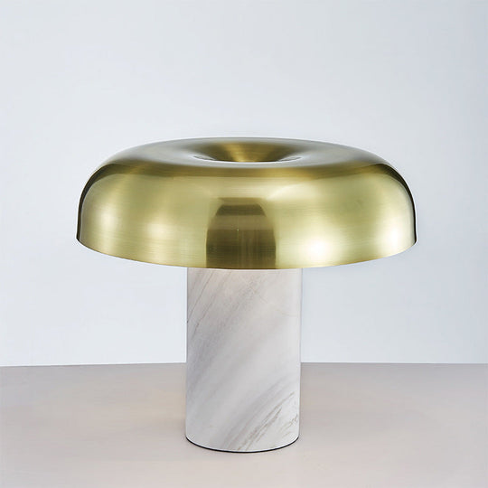 Olive - Minimalist Mushroom Table Stand Light Minimalist Marble 1-Light White and Bronze Finish Night Lamp