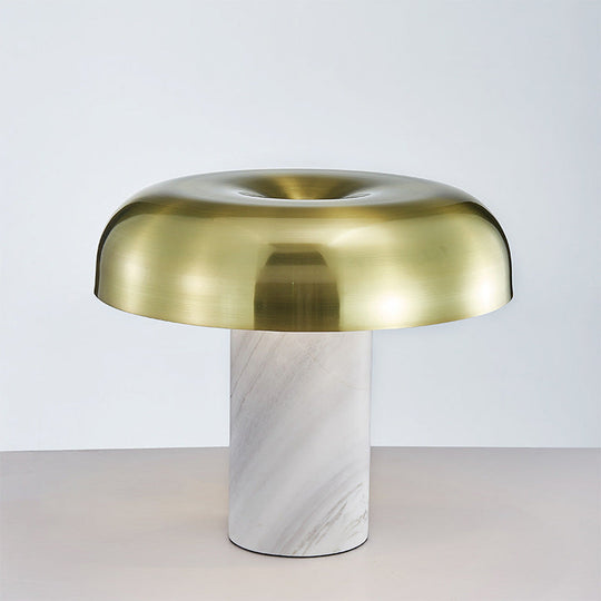 Mushroom Marble Table Stand Light: Minimalist 1-Light Night Lamp In White & Bronze Finish