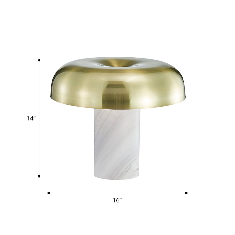 Olive - Minimalist Mushroom Table Stand Light Minimalist Marble 1-Light White and Bronze Finish Night Lamp