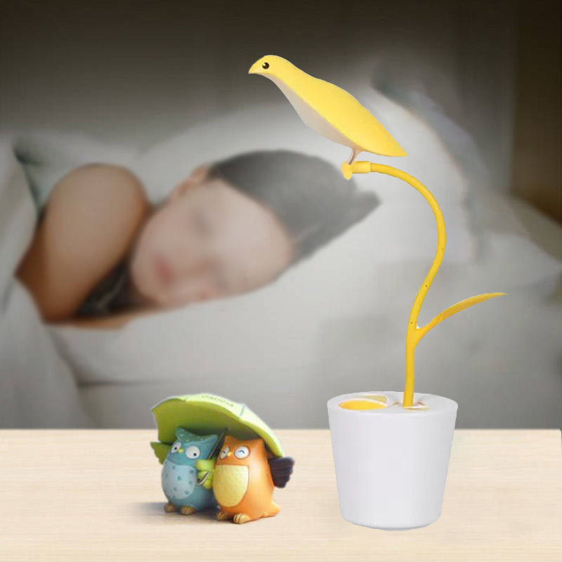Bird Shaped Desk Light - Eye-Caring 1 Head Macaron Loft Reading For Kids Bedroom Yellow