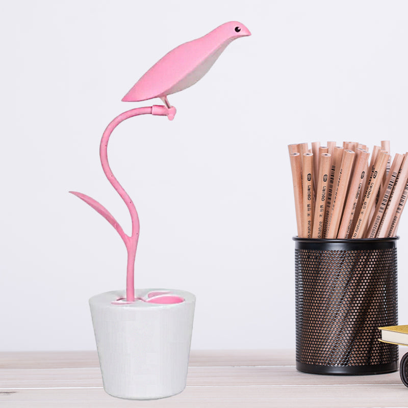 Bird Shaped Desk Light - Eye-Caring 1 Head Macaron Loft Reading For Kids Bedroom Pink