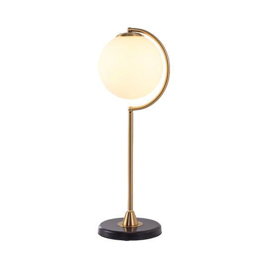 S/C Shaped Metal Bedside Table Lamp In Gold With Cream Glass Shade - Designer Nightlight 1/2-Head