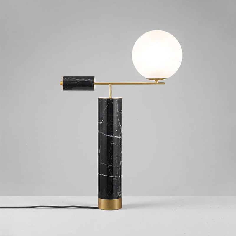 Mizar - Opaline Glass Table Lamp - Black Nightstand Light