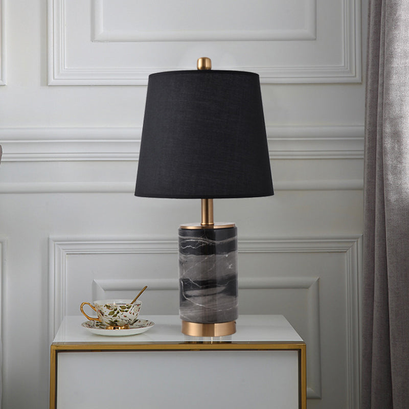 Nordic Empire Shade Table Lamp With Marble Column - Bedroom Night Light