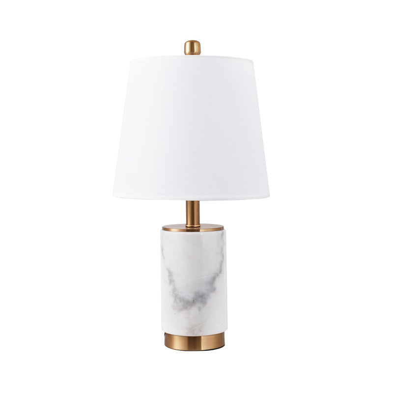 Nordic Empire Shade Table Lamp With Marble Column - Bedroom Night Light