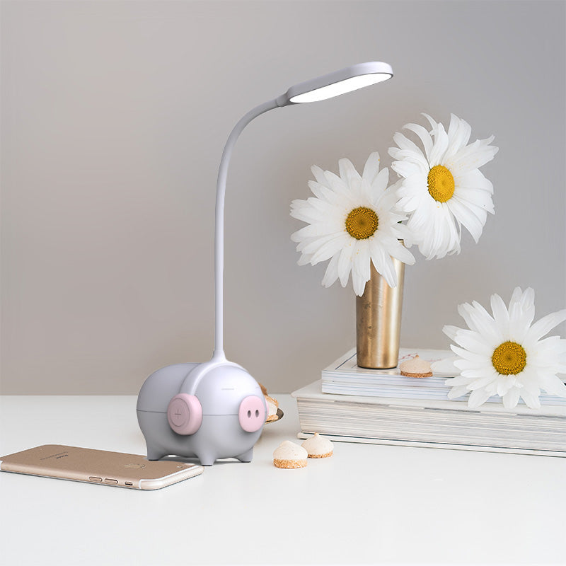 Piggydesk Led Desk Light - Flexible Gooseneck Reading Lamp White