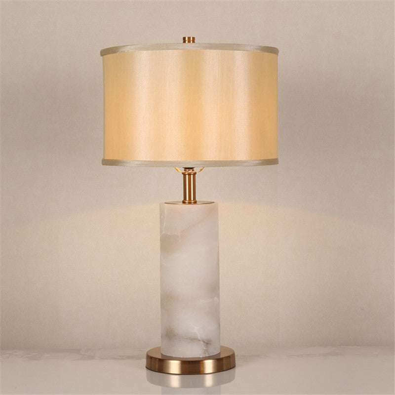 Modern Marble Cylinder Table Lamp With Plastic Shade - Black/White Perfect For Living Room Night