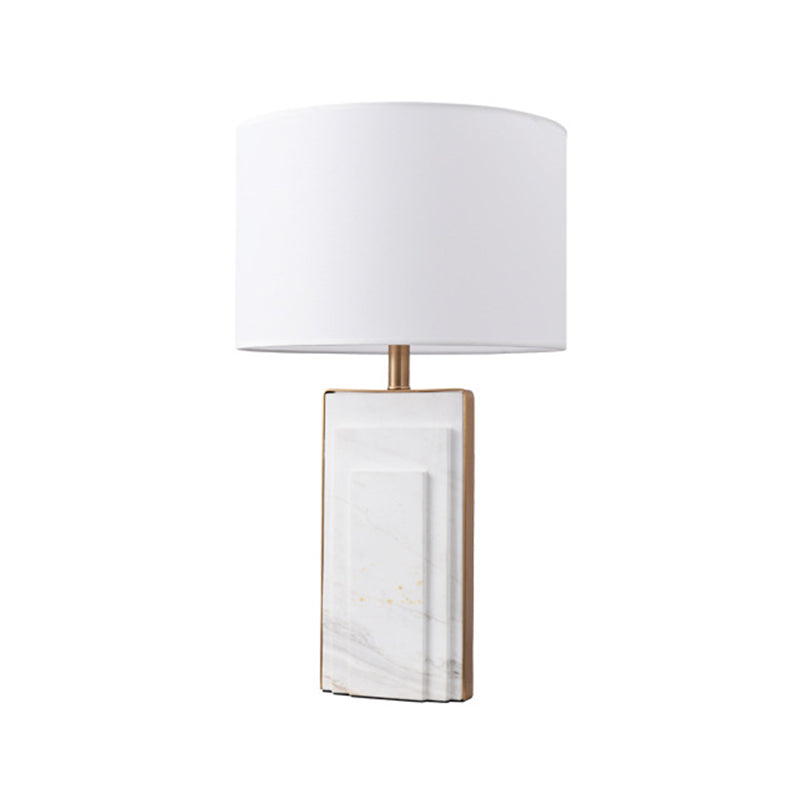 Sleek Marble Stand Bedside Table Lamp: Minimalist Cylindrical Night Light (Black/White/Ivory)